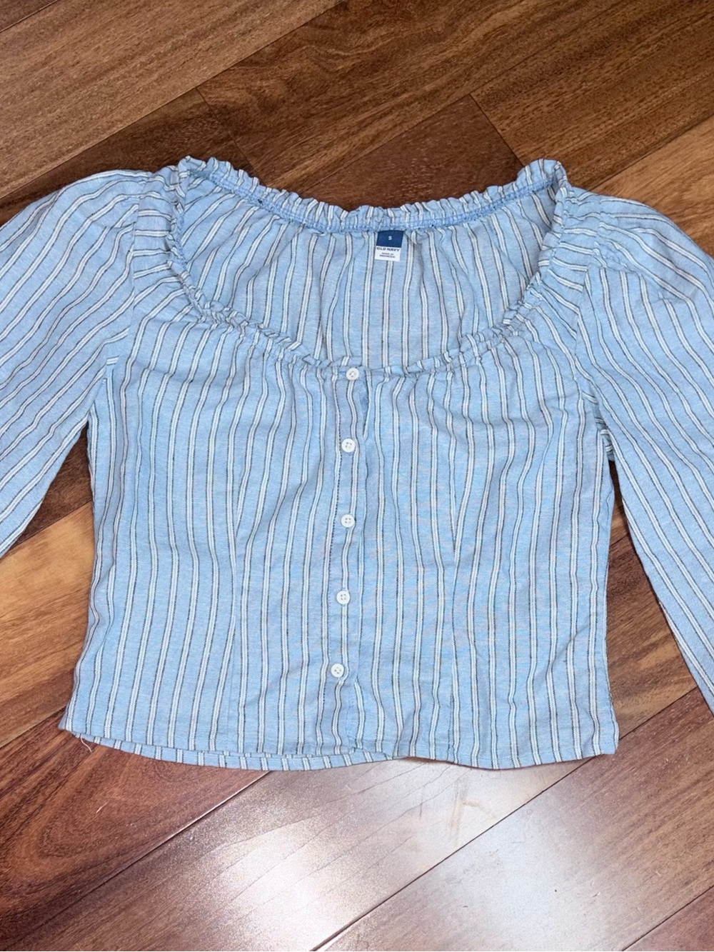 Old Navy Light Blue Striped Button-Front Top Sz S